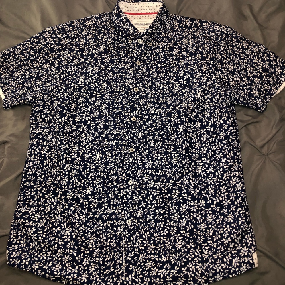 Navy Floral Botton Down